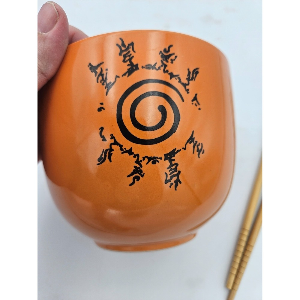 Naruto Shippuden Kurama Nine Tails Ramen Bowl Chopsticks CultureFly Orange - Picture 5 of 6
